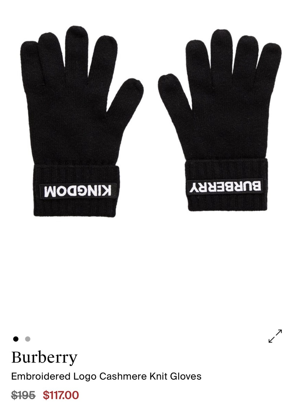 Burberry Black Logo-Cuff Cashmere Knit Gloves